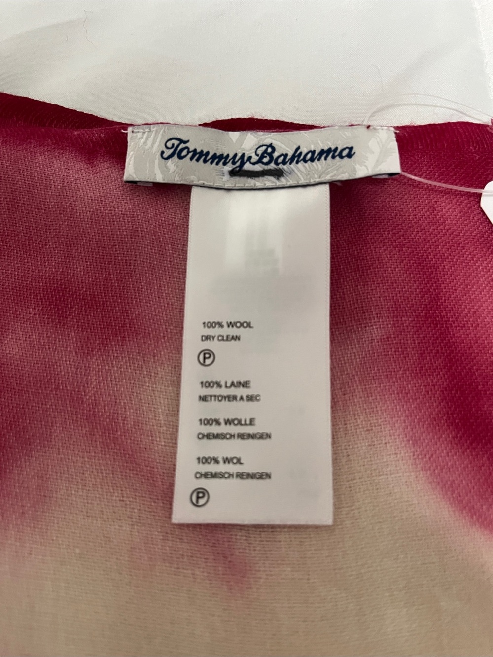 Tommy Bahama Pink and White Tie-Dye Swim Sarong Wrap %100 wool - Picture 10 of 11